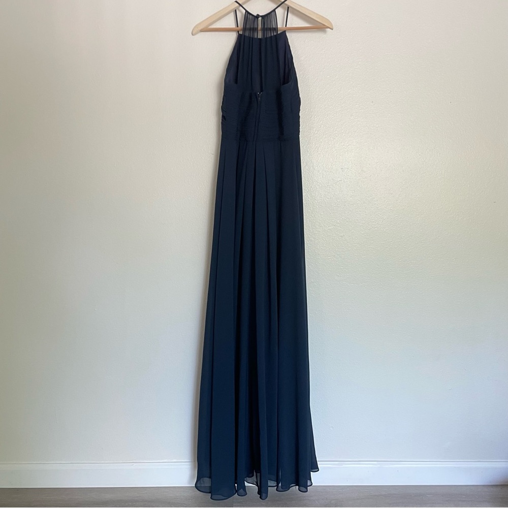 #LEVKOFF Bridesmaids Navy Chiffon Maxi Dress / Gown Size 4 - Picture 6 of 11